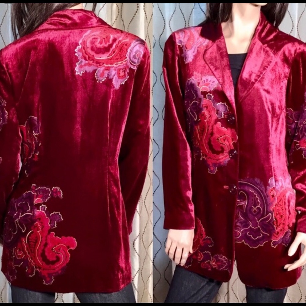 Coldwater Creek Velvet Jacket Coat Blazer 14